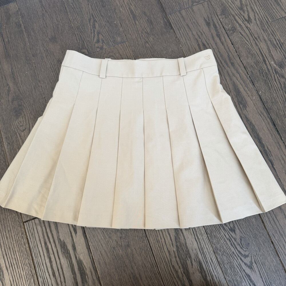 Sunday Best Aritzia Tan Olive Micro Pleated Mini Skirt Size 10 NWT